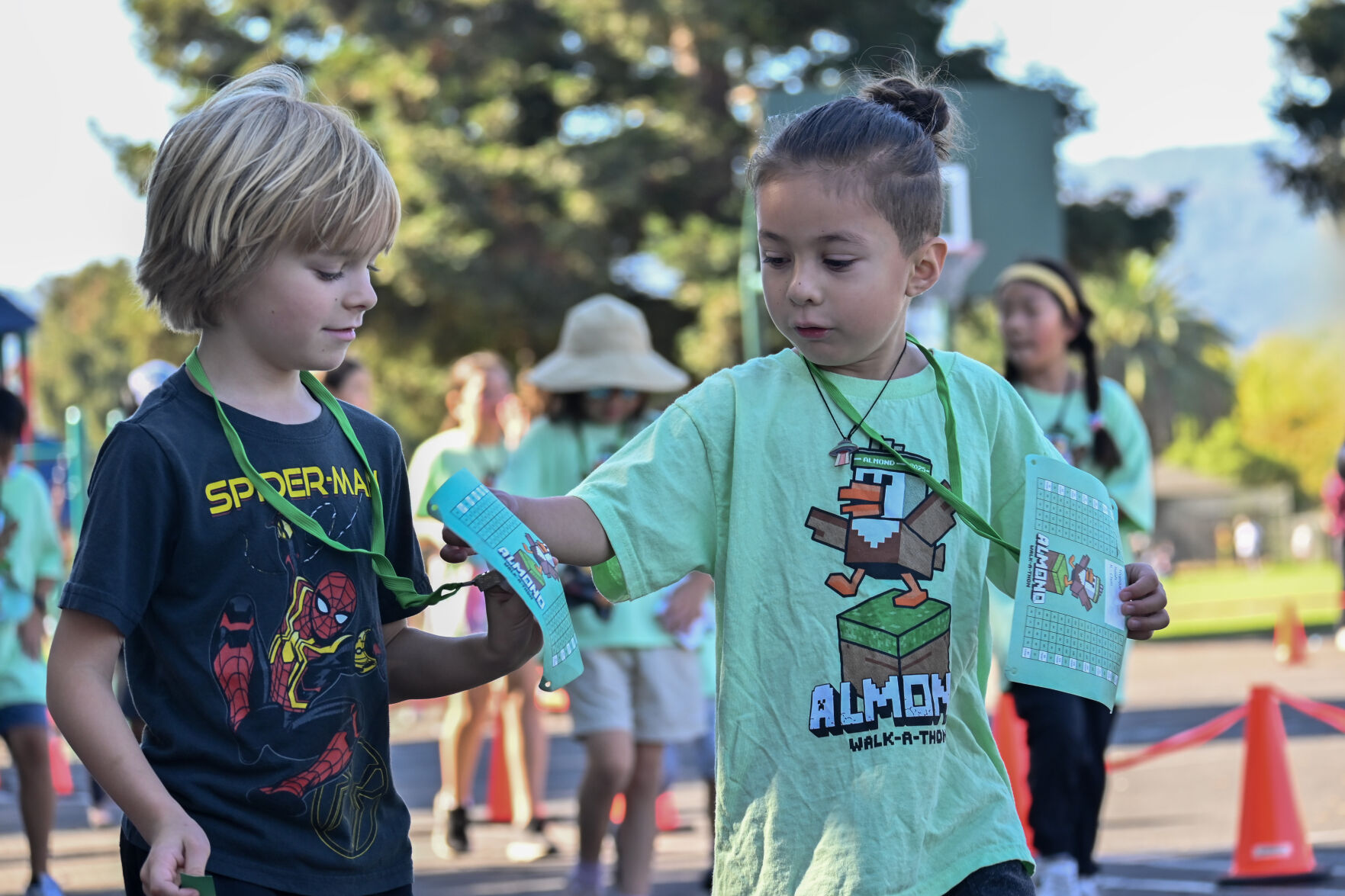 Students at the Almond Elementary 2025 walk-a-thon.