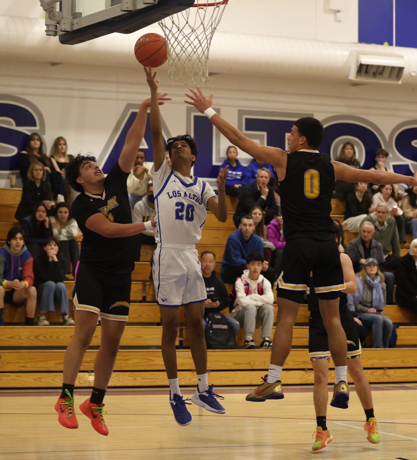 Los Altos point guard Manu Shankar goes for a layup against Wilcox Feb. 6.