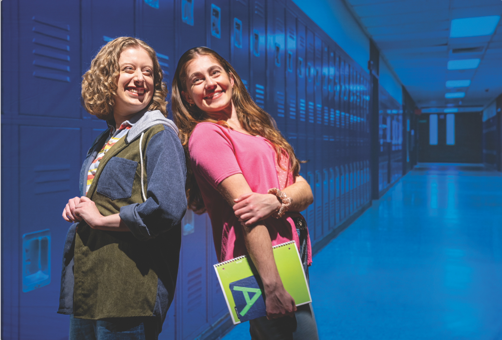 From left, Samantha Rich as Emma and Madelyn Davis-Haddad as Alyssa. Both Emma and Alyssa are characters in “The Prom,” a play about finding love within a small town that judges a person’s based on their sexual orientation.