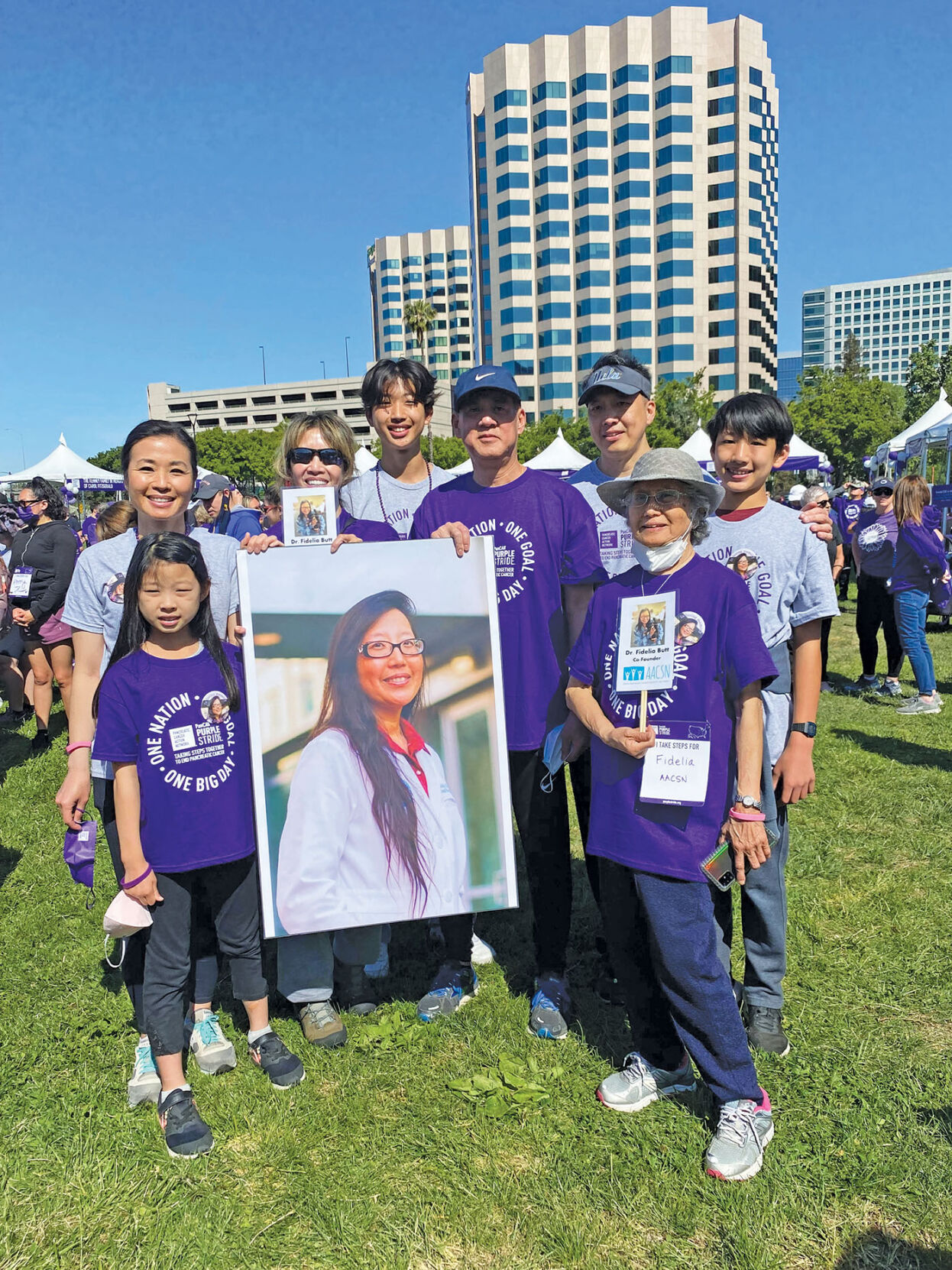Madeleine Bakken and Team AACSN raised more than $34,000 in honor of Dr. Fidelia Butt at the PanCAN PurpleStride walk April 30 in San Jose.
