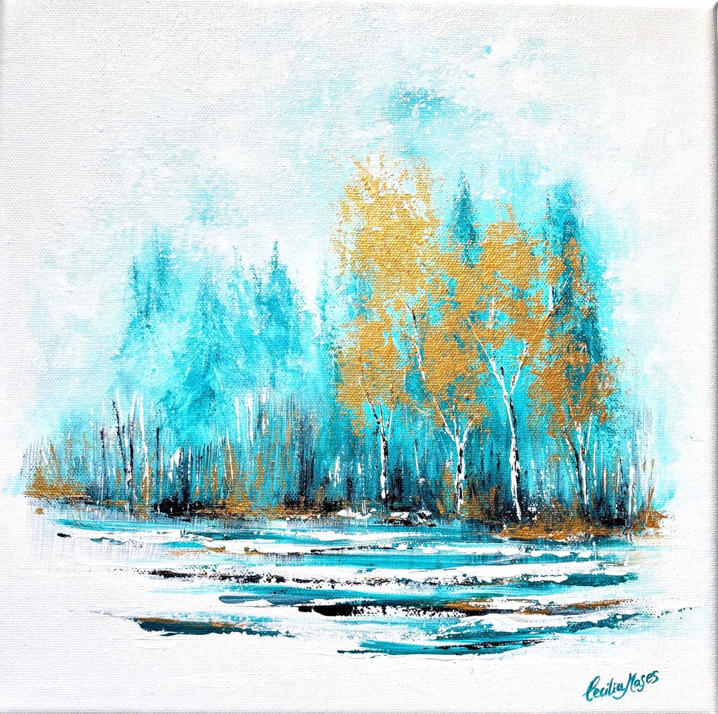 Above is Cecilia Mases’ piece “Gilded Grove.” Gallery 9 is showcasing Mases, a Sunnyvale artist’s, work in “Over Land and Sea.” This showcase explores Mases’ interest in clouds and how they vary in shape and color depending on environment and location.