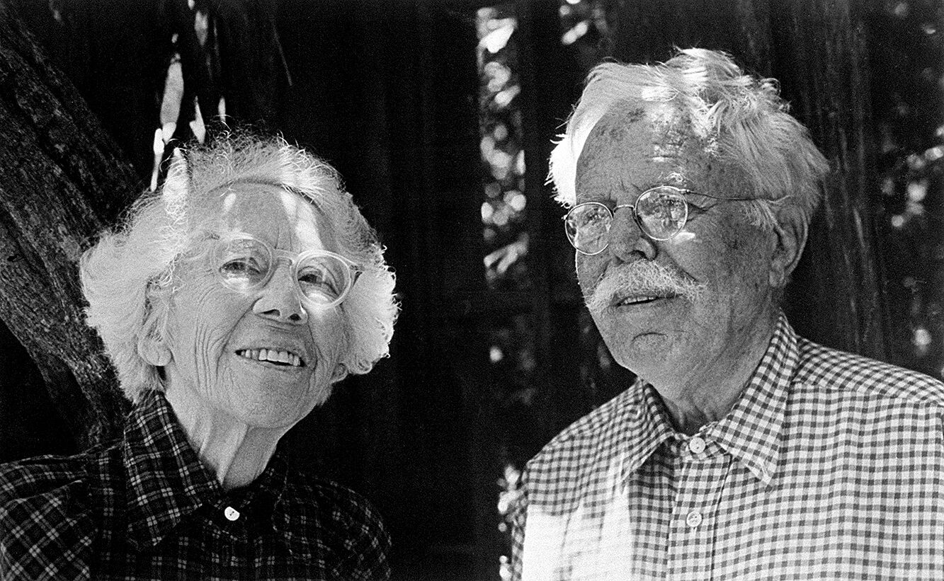 This photograph of Josephine and Frank Duveneck, founders of Hidden Villa summer camp, was taken in 1978 on the couple’s 65th wedding anniversary. Josephine died 11 days later, shortly after completing her autobiography. Frank died in 1985 at 99.