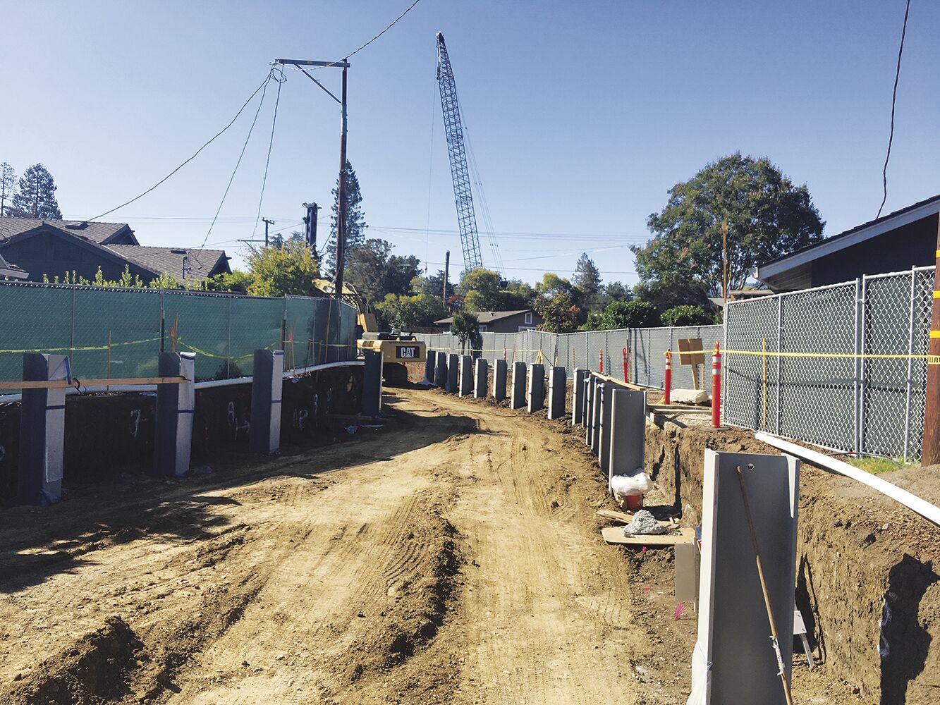 Work on the Hale Creek pilot project can be seen from Marilyn Drive.