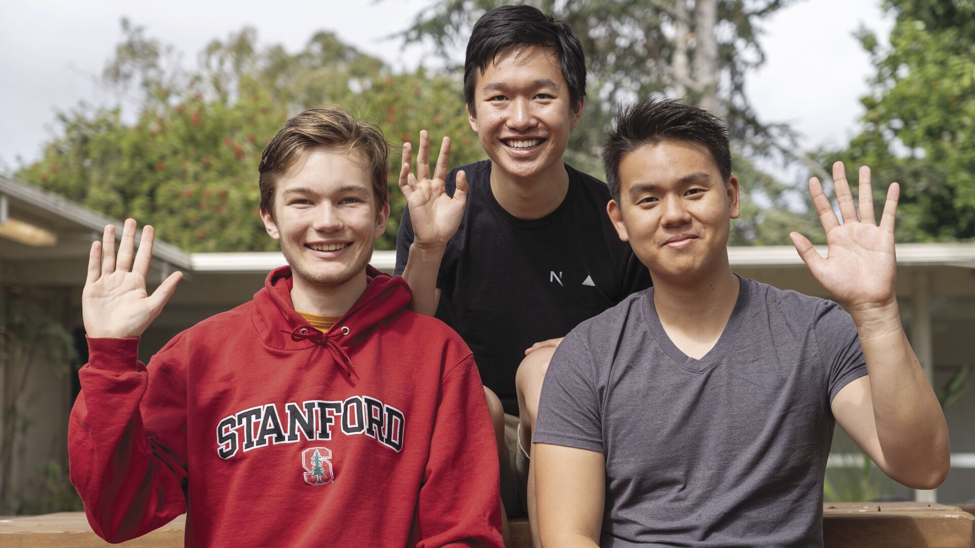 Los Altos native Jason Lin (center), alongside Stanford classmates Scott Hickman (left) and Schwinn Saereesitthipitak (right), created an AI-powered translation app which was awarded the Westly Prize earlier this month.