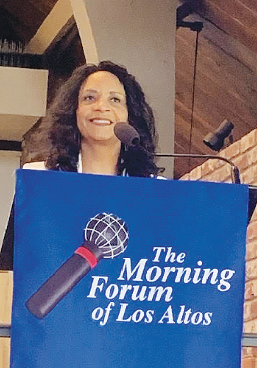 Candacy Taylor addresses the Morning Forum of Los Altos.