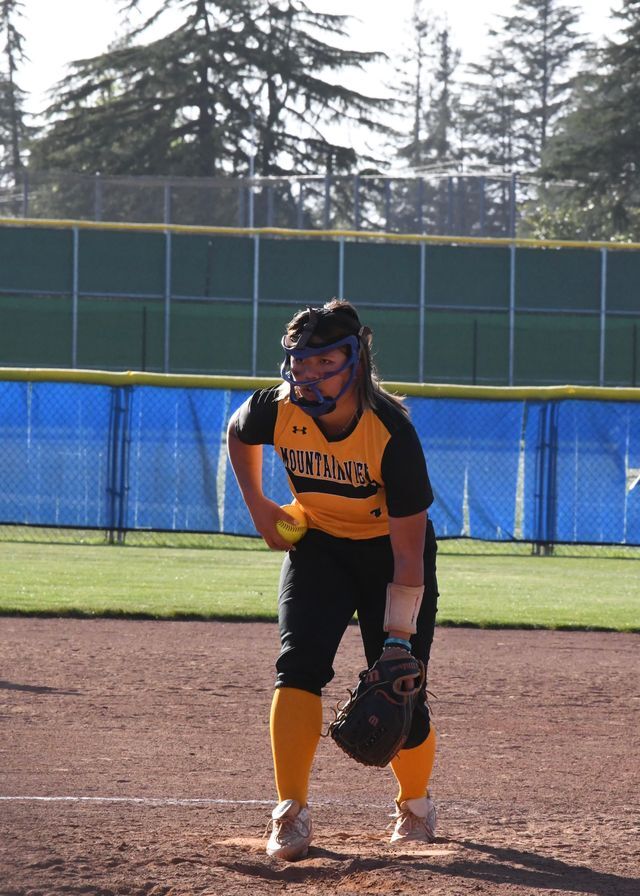 Mountain View pitcher Allison Marcelino pitches during Friday's game against Los Altos. Marcelino pitched a complete game and gave up two earned runs in the win.