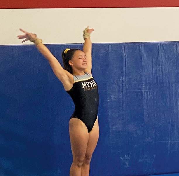 Mountain View’s Rettie Chow competes at last week’s CCS championships, where she won the all-around title.