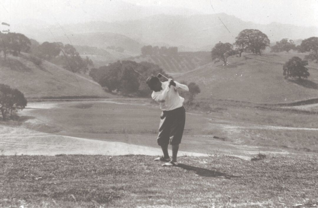 A golfer takes a swing at the recently opened Los Altos Golf & Country Club, circa the 1920s.