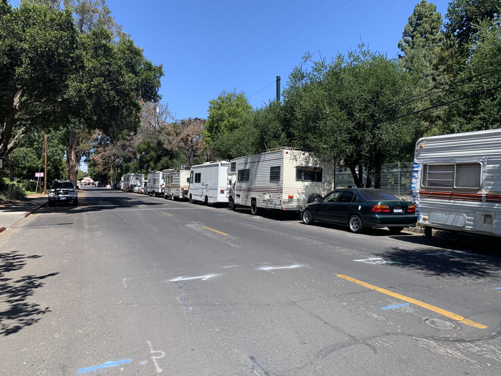Residents on Crisanto Avenue, above, were asked to clear a portion of the street as construction of a new Rengstorff Park Aquatics Center facility begins this week.