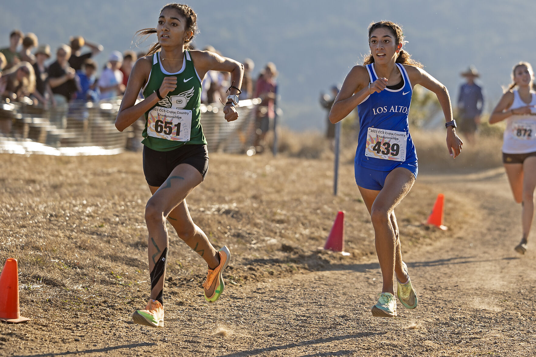 Los Altos senior Jasleen Sidhu in her final sprint at the Central Coast Section cross-country finals Nov. 11.