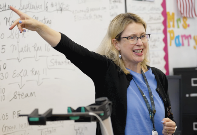 Landels Elementary School teacher Liz Parry, above, was recently one of 30 teachers honored at a recent Santa Clara County Office of Education gala.