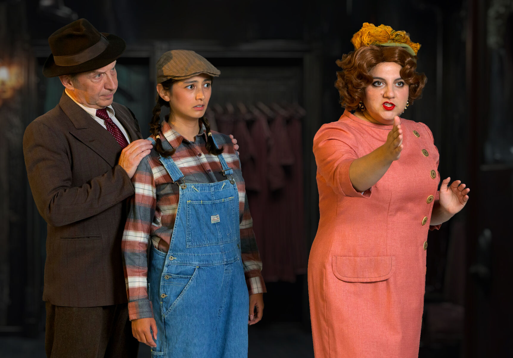 Mama Rose (Caitlin Gjerdrum) explains to Louise (Whitney Hisako Moore) and Herbie (Ray D’Ambrosio) her plans to make Louise a star in “Gypsy,” the Tony Award-winning classic Broadway musical lauded by critics as the best musical.
