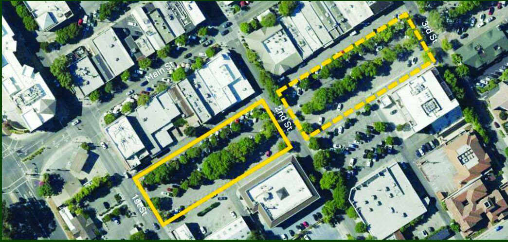 A downtown Los Altos parking plaza is being eyed for conversion to a public park.